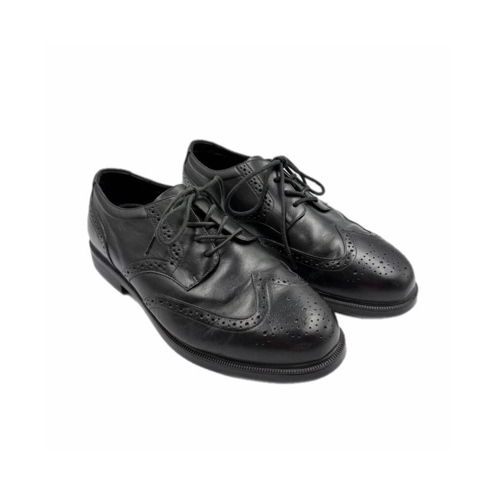 Propet Men's 10.5 XX WIDE Wall Street Black Leather Lace Up Office Work Oxfords